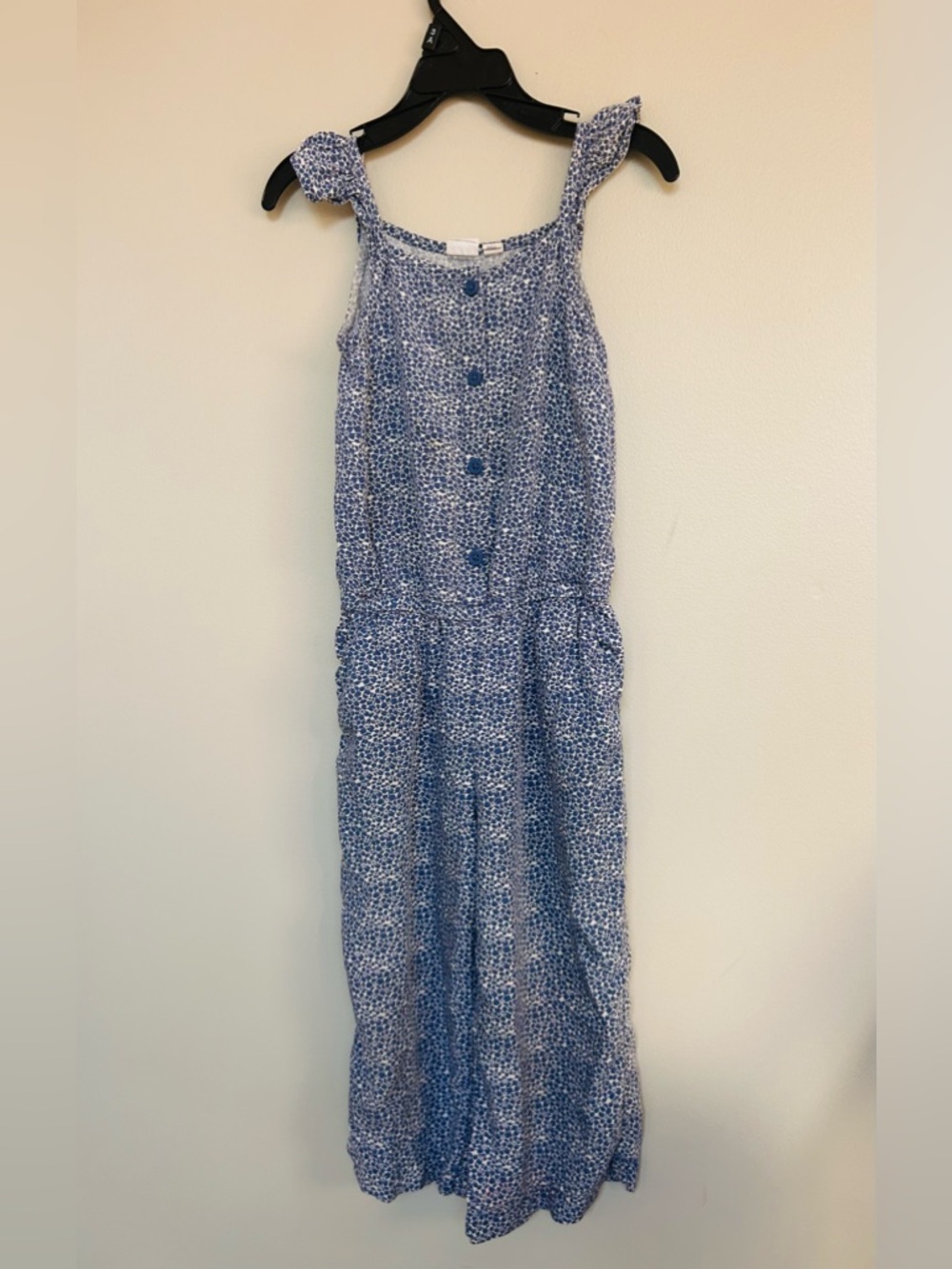 Gap kids Blue & White Floral Spring Button Romper Jumpsuit Small